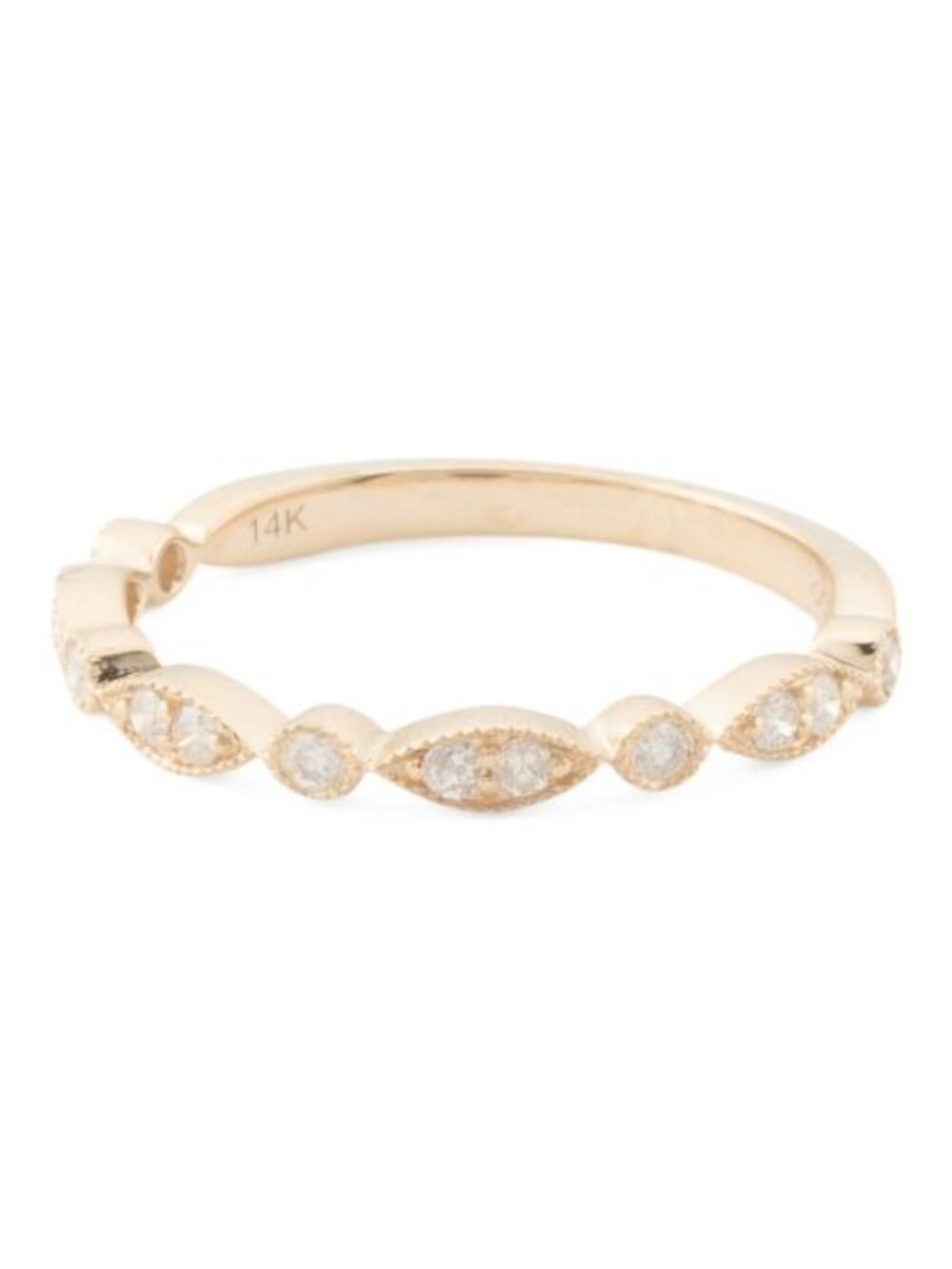 ORO LEONI 14kt Gold Diamond Scalloped Band Ring